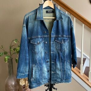 DTLA Jeans Women's Vintage Dolman Sleeve Denim Jacket Faded Blue Size S